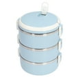 thumbnail image 2 of Thermal Lunch Box 304 Stainless Steel 3 Layer Leak Proof Round Insulation Bento Box for Office SchoolBlue, 2 of 15