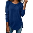 thumbnail image 3 of Zysthvn Pullover Womens Crewneck Sweatshirt Casual Lightweight Fall Solid Sweatshirts for Women Loose Fit Long Sleeve Tops, 3 of 8