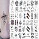thumbnail image 2 of Nuevo tatuaje pequeño fresco a prueba de agua con patrón de atrapasueños de flores, pegatinas de tatuaje en blanco y negro, 2 of 4