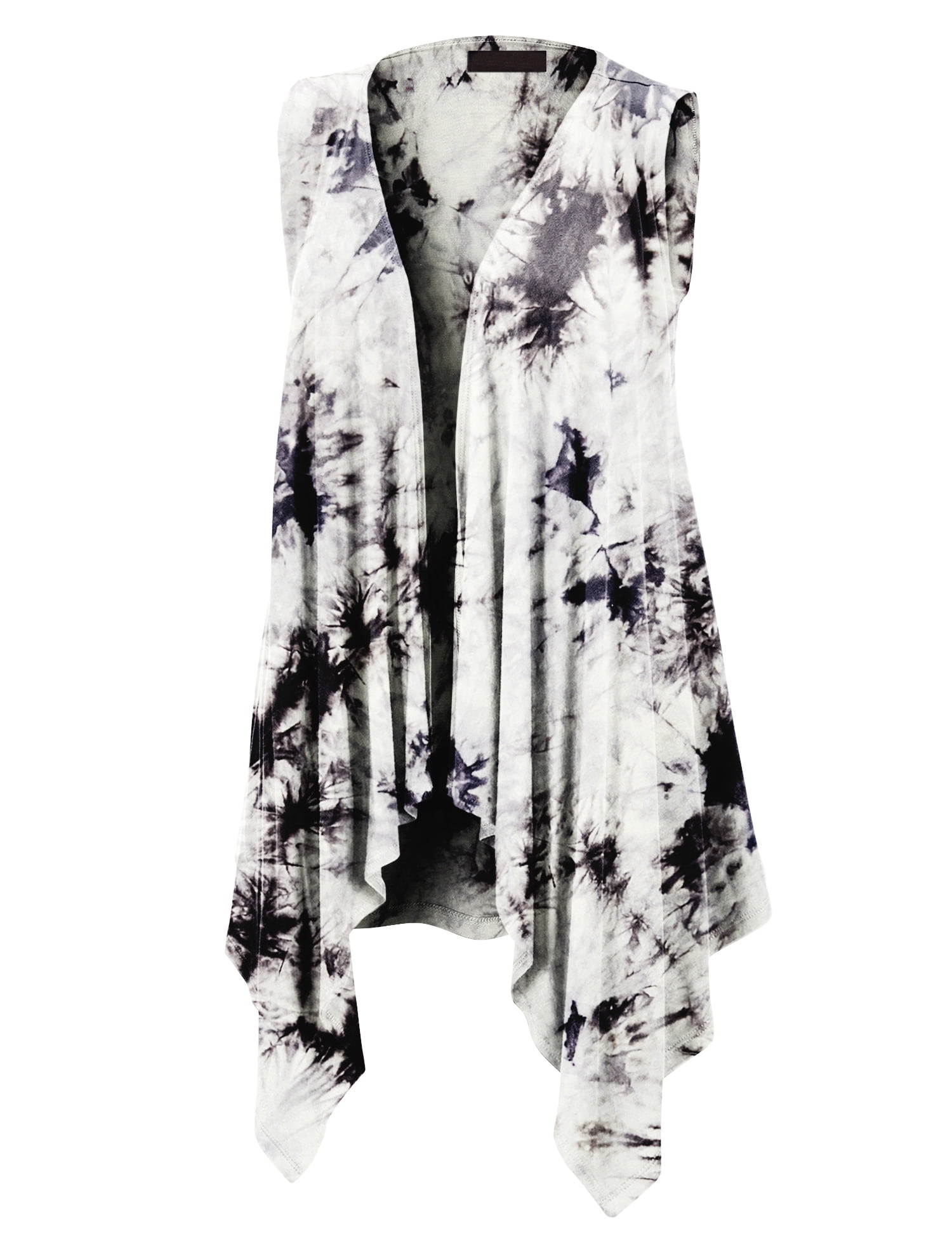 MBJ Womens Lightweight Sleeveless Solid//Tie-Dye Open Front Drape Vest Cardigan S-XXXL Plus Size