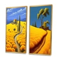 thumbnail image 3 of Designart "Country Road Amidst Golden Blossoms" Meadow Framed Wall Art Set Of 2 - Traditional Yellow Frame Gallery Set For Office Decor, 3 of 6