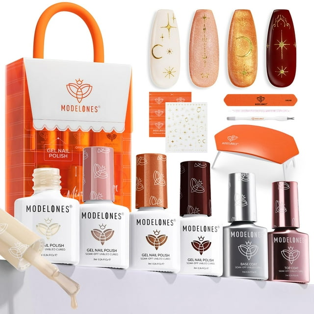 Kit de esmaltes de uñas en gel Modelones con luz UV y 4 colores