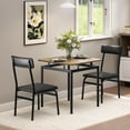 thumbnail image 5 of Dining Table Set for 2, 2 Upholstered Chairs, Metal Frame Dining Room Furniture, Perfect for Small Space, Black, 5 of 7
