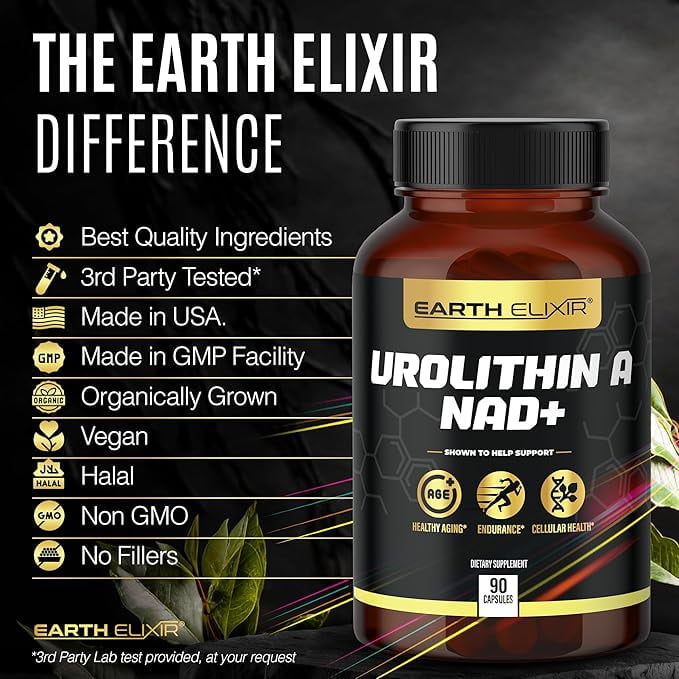 Urolithin A & NAD Supplement (90 Capsules) 500mg of Urolithin A+ and NAD Supplement Organic - Nicotinamide Riboside (NAD +) - Urolithin A Supplement