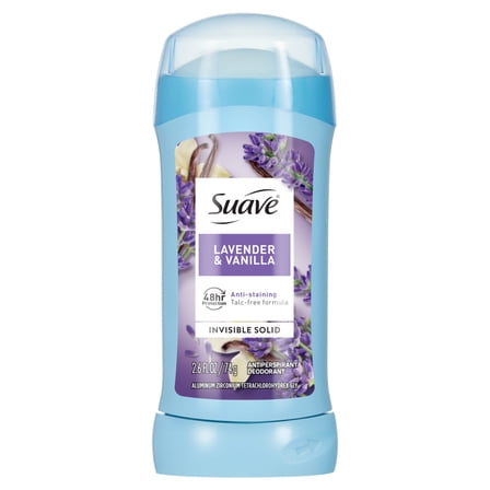 Suave Lavender & Vanilla Antiperspirant Deodorant Stick for Women, 48HR Protection, 2.6 oz