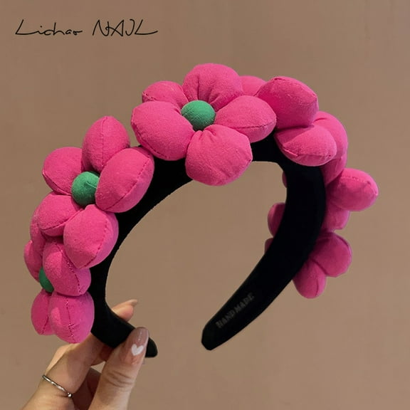 ‌"Face-washing Hairband for Women, Autumn-Winter Viral Korean New Style Rose Flower Headband with Hair Clip"