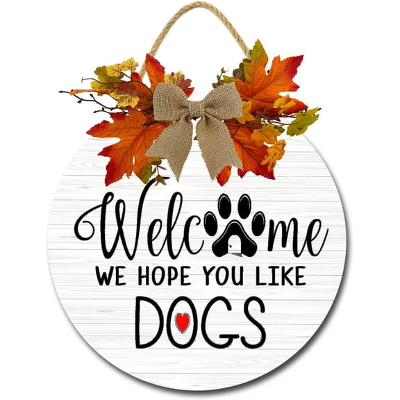 Eveokoki 12" Welcome Ish Front Door Sign Funny Wreaths Hanging Wooden Plaque Decoration Round Rustic Wood Farmhouse Porch Decor for Home Front Door Decor