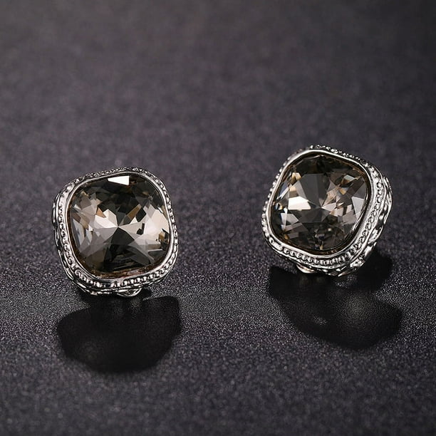 Nvzi Pendientes de clip con cristales de circonita cúbica, para pendientes de clip para orejas sin perforar, novias, damas de honor, madre de la novia-C11