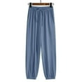 thumbnail image 3 of AWXNJUX Womens Linen Pants Women's Ice Silk Sweatpants Women's Loose Bunched Feet Summer Thin Casual Sanitary Pants Drape Thin Oversized Wide Leg Women Pant Women Casual Pants (Blue,M), 3 of 5