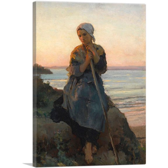 ARTCANVAS Bergere De Douarnenez Canvas Art Print by Jules Breton - Size: 18" x 12" (0.75" Deep)