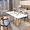Marble-White, variant on Winkalon 71" Modern Farmhouse Dining Table for 6-8 Person, Rectangular Wood Dining Table with Foot Pad, Kitchen Table for Dining Room, Gathering, Kitchen,Marble-White