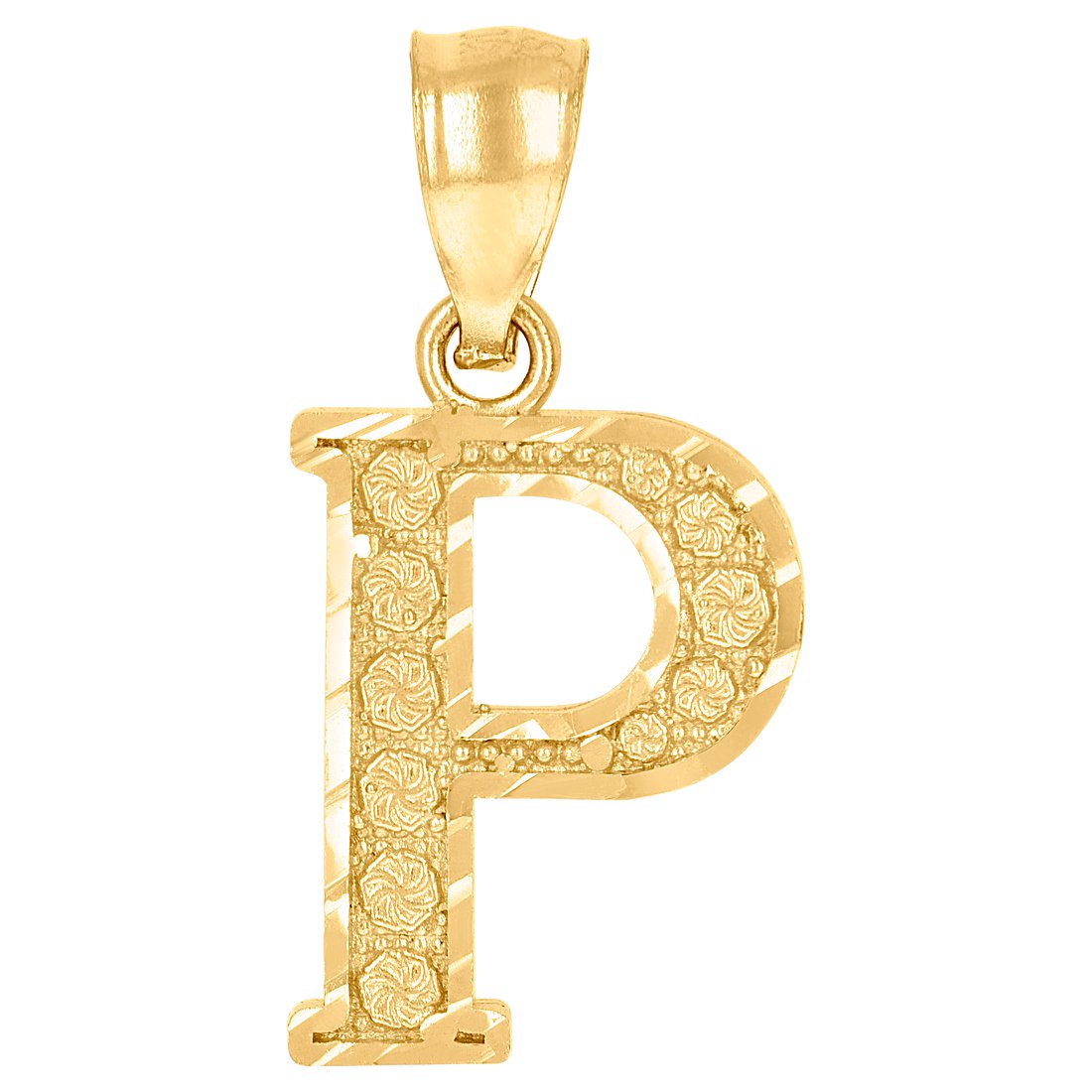 10k Yellow Gold Unisex Letter Name Personalized Monogram Initial P Alphabet Charm Pendant Necklace 21.3x10.5mm Wide Pend