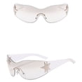 thumbnail image 1 of Fashion Men Women Star Wrap Around Sunglasses Cycling Rimless Futuristic Sunglasses, 1 of 4