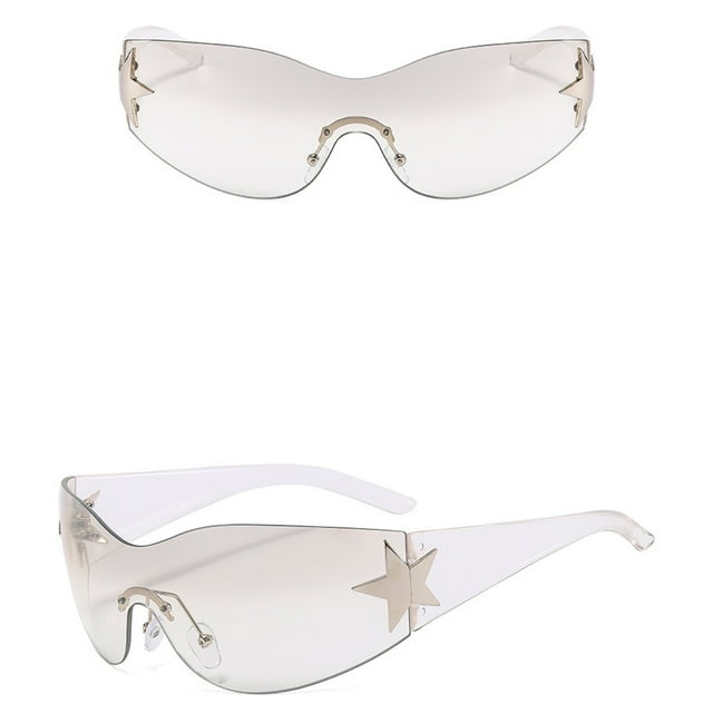 PEIXUN Fashion Men Women Star Wrap Around Sunglasses Cycling Rimless Futuristic Sunglasses