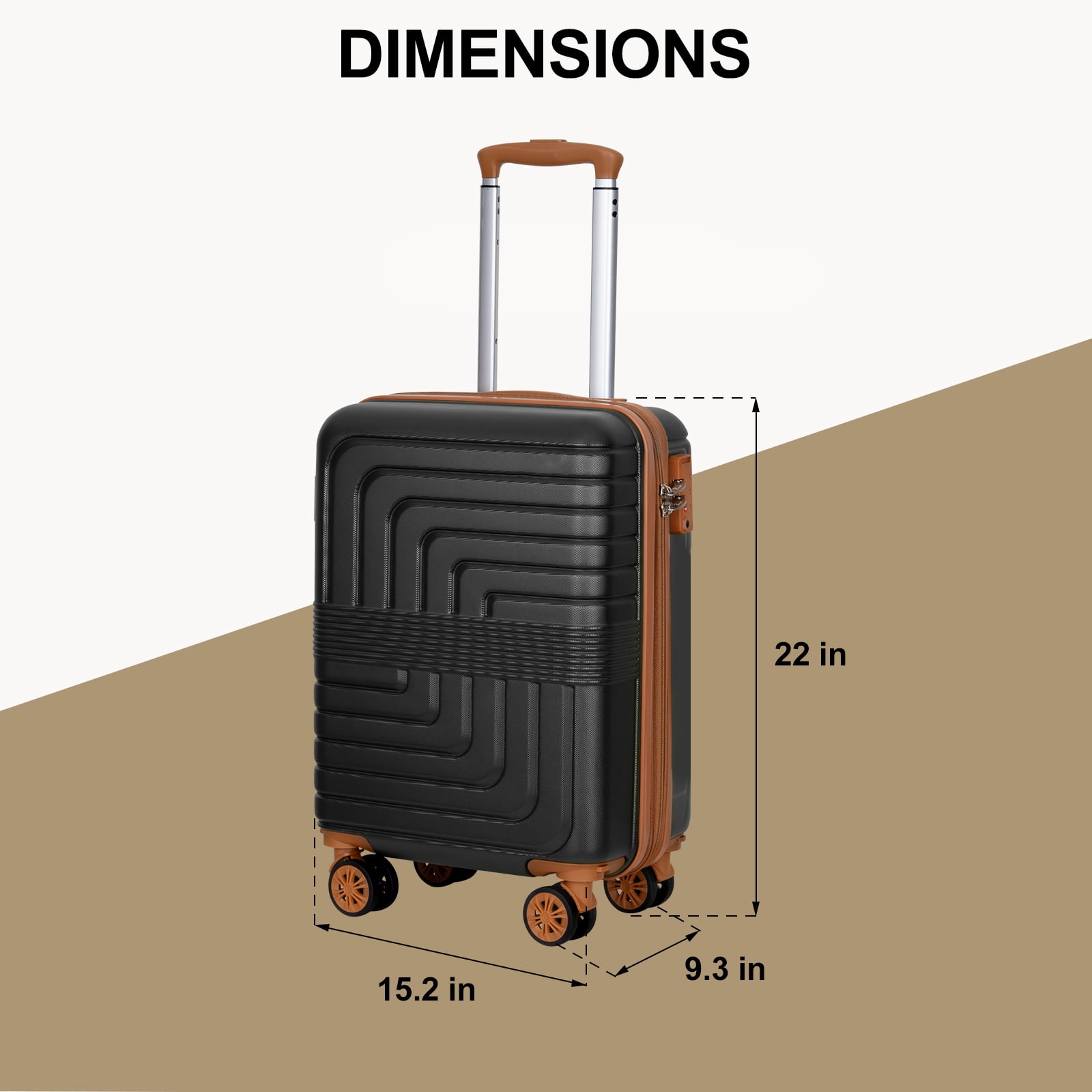 SUNSPIRE 22 Inch Carry On Luggage Airline Approved Hardshell Suitcase Lightweight Expandable Spinner Wheels YKK Zipper Rolling Travel Suit Case Black