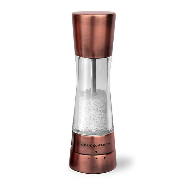 COLE & MASON Derwent Salt Grinder - Copper Mill Includes Gourmet Precision Mechanism and Premium Sea Salt