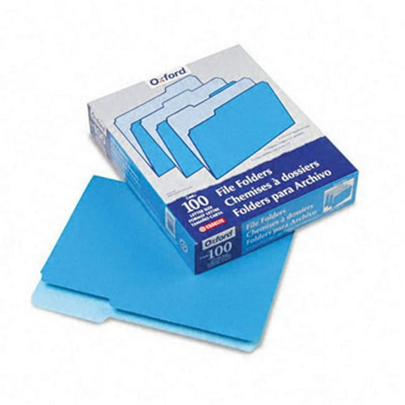 Pendaflex  Two-Tone File Folders- 1/3 Cut- Top Tab- Letter- Blue/Light Blue- 100/Box