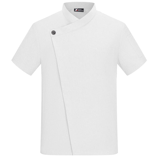 Uniforme de chef Delantal de cocina de verano de manga corta con bolsillos delanteros Trajes Servidor de carnicero Ropa Suministros para el hogar Absorbedores de humedad Blanco 3XL Inevent LF000327-05