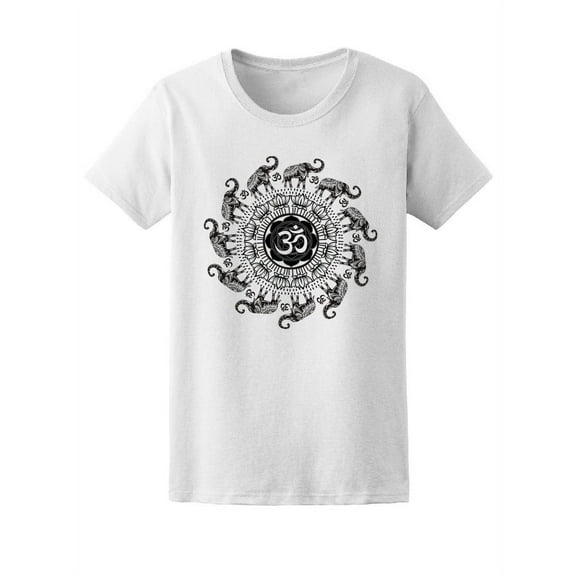 Beautiful Om Ethnic Elephants T-Shirt Women -Image by Shutterstock, Female Small