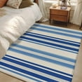thumbnail image 5 of Vintage Stripes Washable Area Rugs 3'x5', Navy Blue Beige Striped Retro Lines Low Pile Throw Living Room Rug Non-Slip Sturdy Edge Binding Carpet for Indoor Entryway Bedside Kitchen, 5 of 9