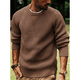 thumbnail image 2 of dGslk Mens Classic Crew Neck Knit Sweater Long Sleeve Pullover Lightweight Casual Slim Fit Soft Warm Jumper for Autumn Winter Spring Coffee XL, 2 of 2