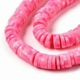 thumbnail image 2 of GKNET 10strands Polymer Clay Beads 4mm-8mm Speckled Colorful Flat Round Heishi Bead-(6mm) Hot Pink #2, 2 of 6