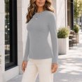 thumbnail image 5 of hotojiny Long Sleeve Shirts for Women Basic Crew Neck Slim Fit Tops Fall Winter Thermal T-Shirts Base Layer Tees(Gray,XX-Large), 5 of 7