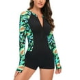 thumbnail image 7 of cllios Long Sleeve Rash Guard for Women, One Piece Swimsuit Black Front Zipper Closure Surfing Bathing Suits Shorts Rompers Swimwear Summer Green XXL, 7 of 7