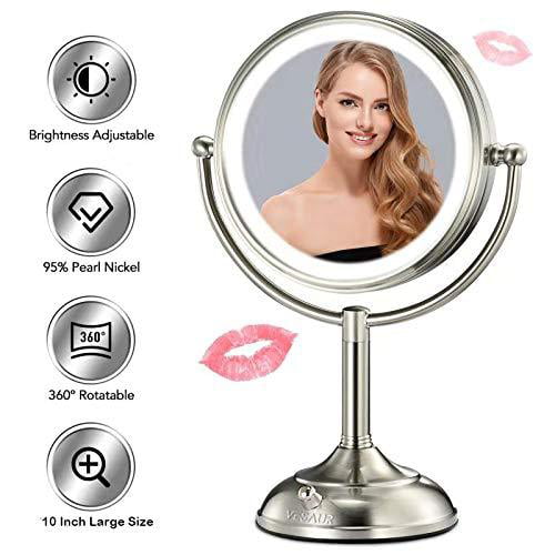 7.9 Inch Lighted Makeup Mirror 5X Magnifying Vanity Mirror with LED Lights and Fan Head Adjustable Starmood Professional Makeup Mirror 