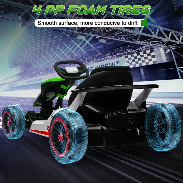 JOYRACER, Electric Go-Kart, 24V, Green, for Kids Age 6-12