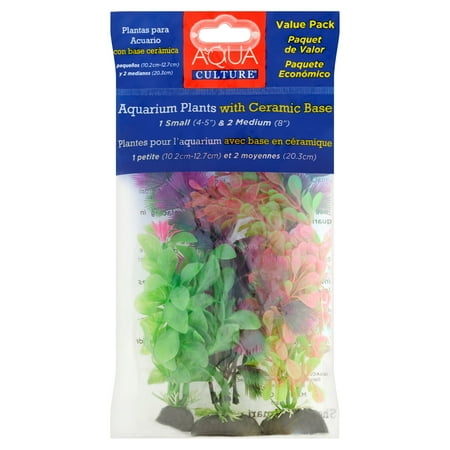 Aqua Culture Aquarium Plants with Ceramic Base, 3 count