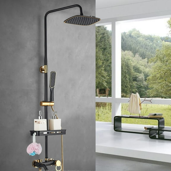 Toolven Golden Shower Head – Adjustable Height, Leak-proof, High-Quality Brass, Hot & Cold Use