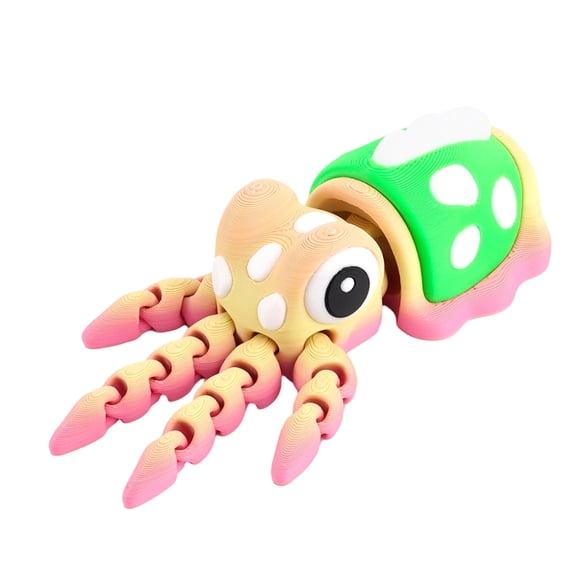 Back-to-School 3D Printed Articulated Squid Fidget Toy, Multicolor Flexible Desk Decor for Adults & Teens, Stress Relief Gadget with Movable Joints, 4.33" x 1.38" A