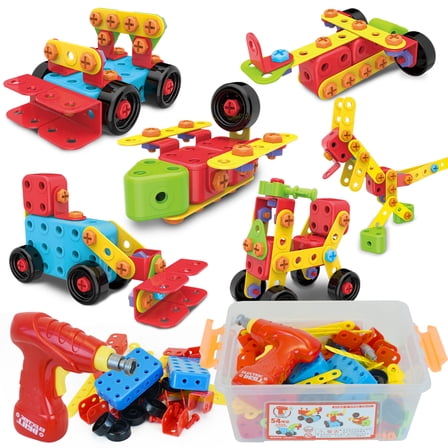 NETNEW STEM Building Blocks Toys for Boys 3-6 Years Take Apart Toys with Drill 404 Pcs