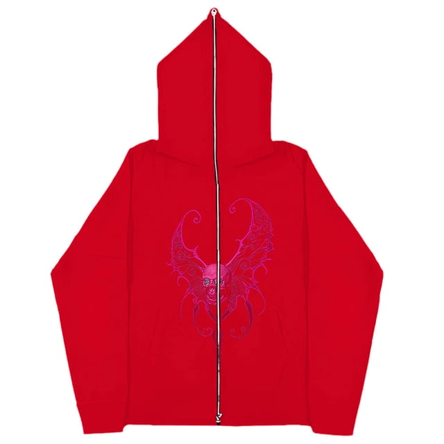 Sudaderas informales con estampado de calavera Y2k para hombre y mujer, sudaderas con capucha góticas para parejas, sudadera con cremallera de talla grande Harajuku Y2k