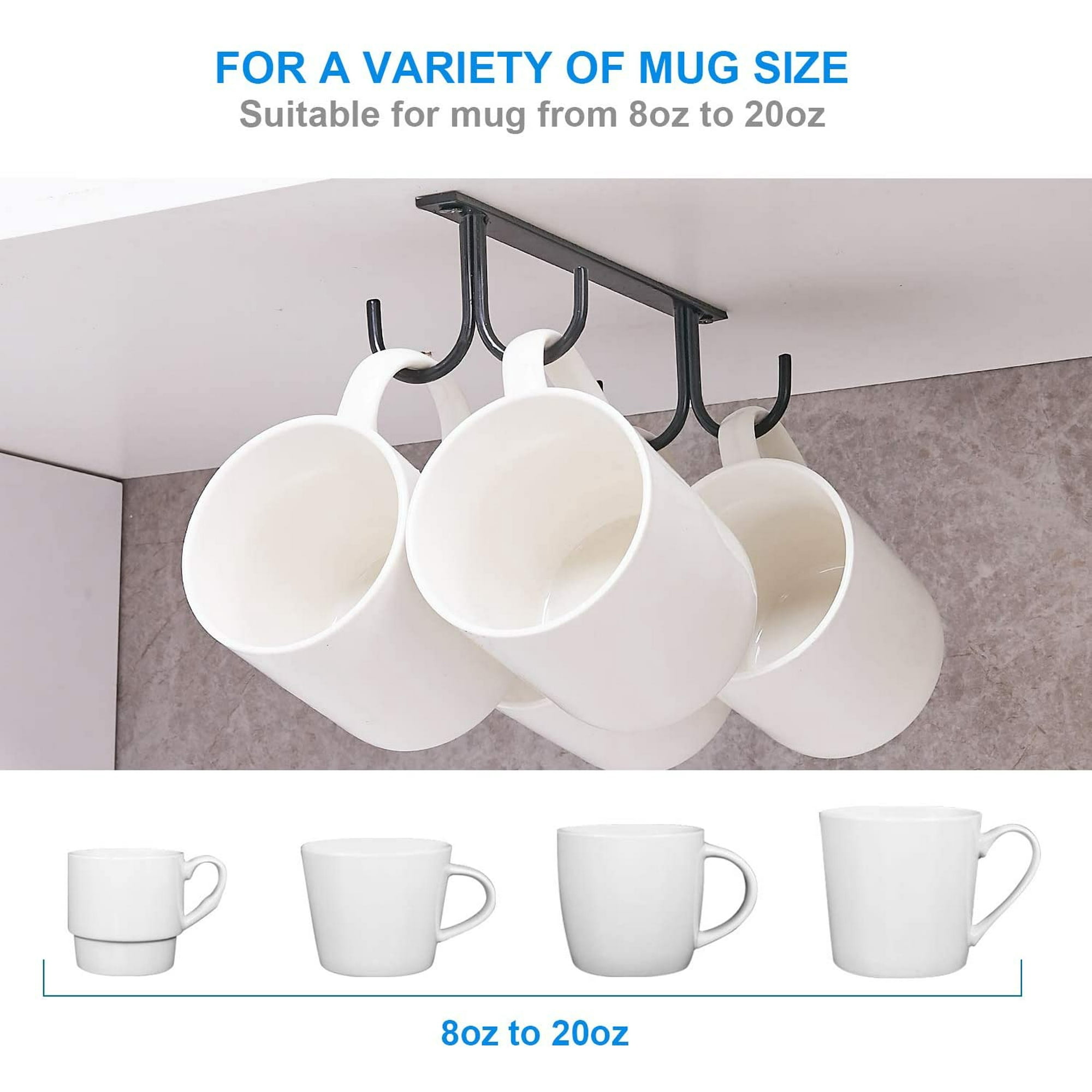 3Pcs Mug Rack Under Cabinet Coffee Cup Holder 12 Mugs Hooks Under Shelf Display Hanging Cups Drying Hook for Bar Kitchen Utensils Black Walmart