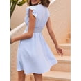 thumbnail image 4 of Women's V Neck A Line Striped Ruffle Flowy Mini Dresses Dress for Summer Beach Party Blue XL, 4 of 8