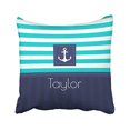thumbnail image 1 of RYLABLUE Square Throw Pillow Covers Modern Aqua Dark Blue Nautical Anchor Design Accent Customizable Pillowcases Polyester 18 X 18 Inch With Hidden Zipper Home Sofa Cushion Decorative Pillowcase, 1 of 1