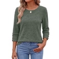 thumbnail image 2 of Fantaslook Womens 3/4 Sleeve Shirts with Buttons Dressy Casual Blouses Tunic Tops Fall Clothes, 2 of 9