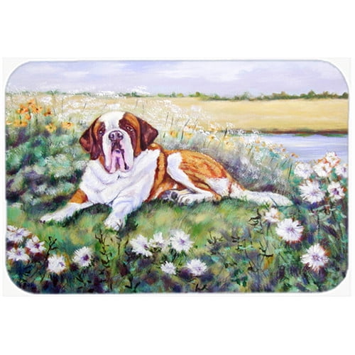 Caroline's Treasures Saint Bernard in Flowers Kitchen/Bath Mat