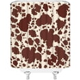 thumbnail image 3 of Milk Cow Print Shower Curtain, Brown Cowhide Funny Farm Animal Skin Milk Cow Print Vintage Western Rustic Farmhouse Creative Fabric Bathroom Decor Sets with Hooks, 3 of 3