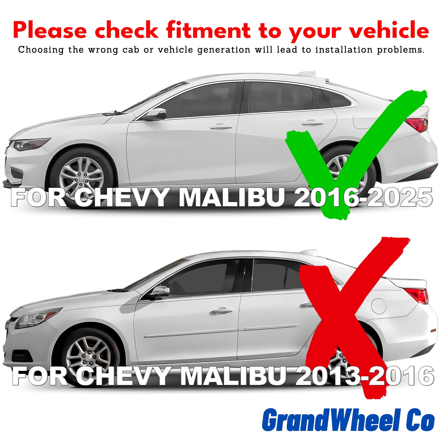 GrandWheel Co Window Deflectors Smoke Tinted In-Channel Side Window Vent Visor Deflectors Rain Guards Compatible with Malibu 2016-2025 - 4pcs. GW0895
