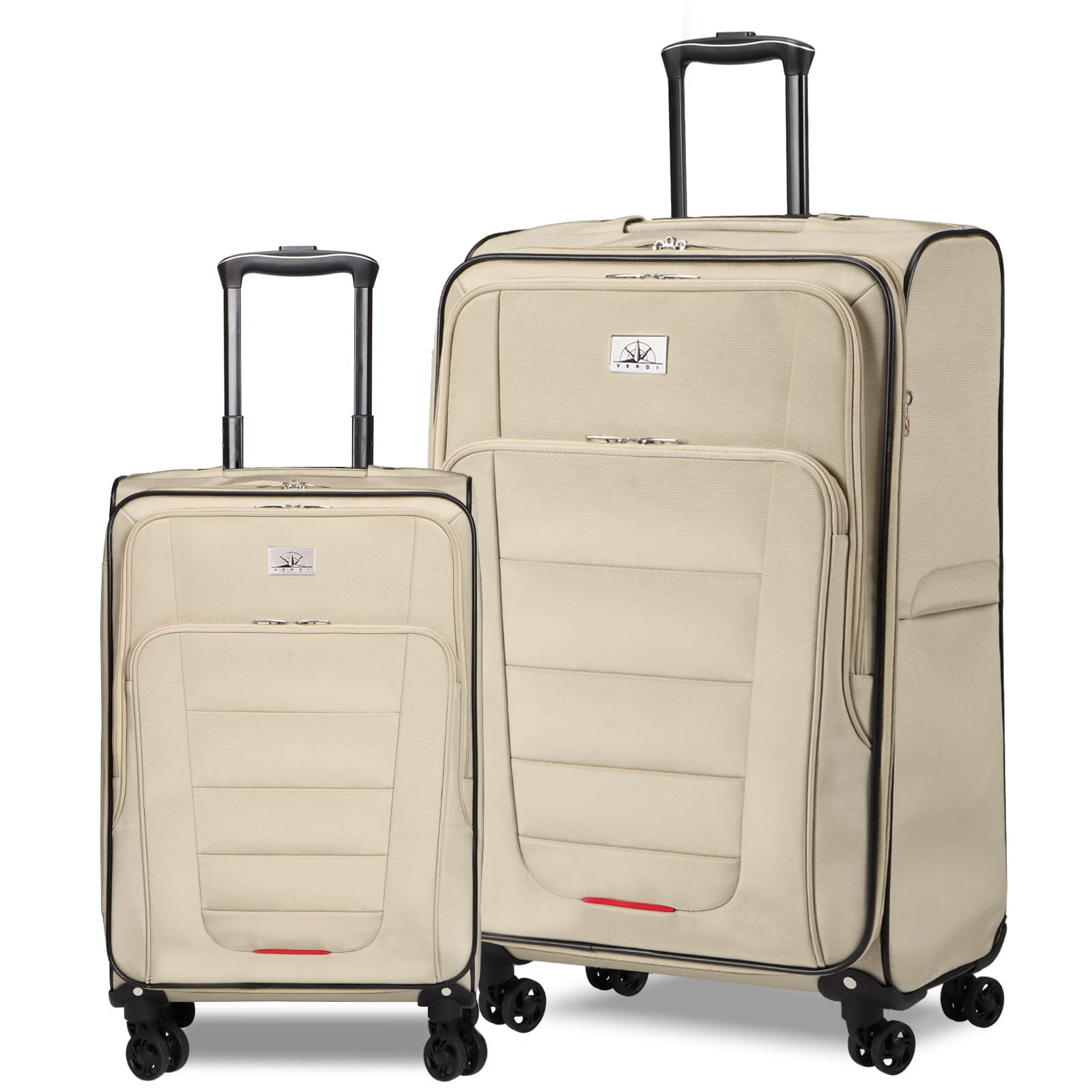 Verdi Travel Expandable Softshell Luggage Set Piece Lightweight Softside  Suitcase Nested Set Includes 20 Inch Carry On with USB Port and 28 Inch  Checked Bag with 8-Wheel Rolling Spinner