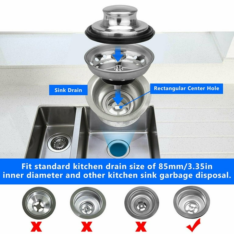 Kitchen Sink Strainer and Sink Stopper, Stainless Steel Garbage Disposal  Plug,Si