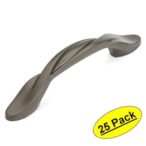 Cosmas 9009GPH Graphite Twist Cabinet Hardware Handle Pull - 3" Inch (76mm) Hole Centers - 25 Pack