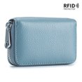 thumbnail image 1 of Cartera de cuero genuino para tarjetas, universal, antimagnética, para hombres y mujeres, con 12 ranuras para tarjetas, funda para tarjetas RFID antiescaneo, 1 of 6