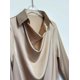 thumbnail image 3 of Blusa CORIRESHA elegante satinada con cuello vuelto para mujer, color champán, 3 of 5