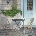 thumbnail image 3 of BizChair Set of 2 Indoor/Outdoor Commercial Bistro Stacking Chair, Black Textilene Back and Seat, Bamboo Print Aluminum Frame in Light Natural, 3 of 12