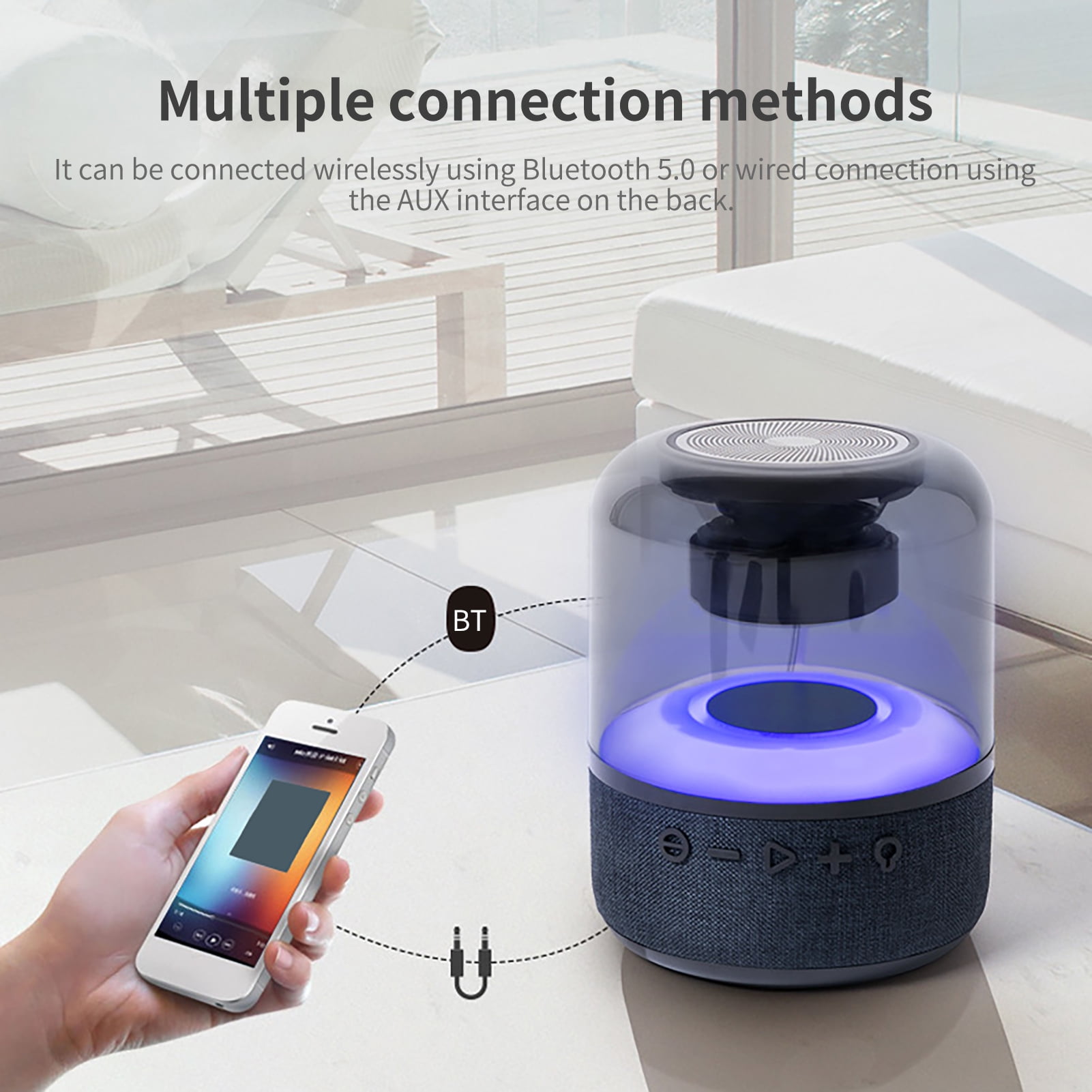 Visland LED Bluetooth Speaker,Night Light Changing