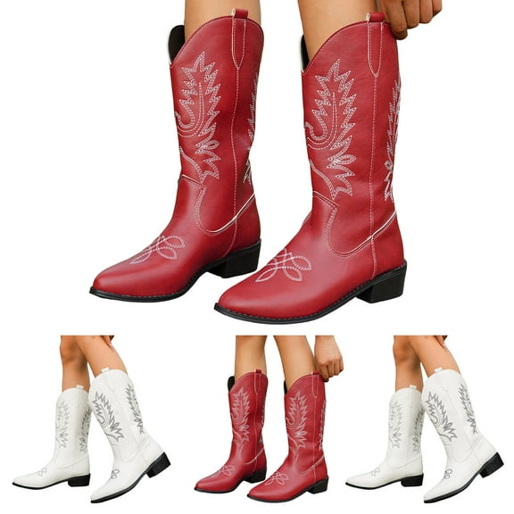 Dakaela Cowboy Knee High Boots Women Wide Calf Pull on Cowgirl Boot Western Country Party Riding Boots